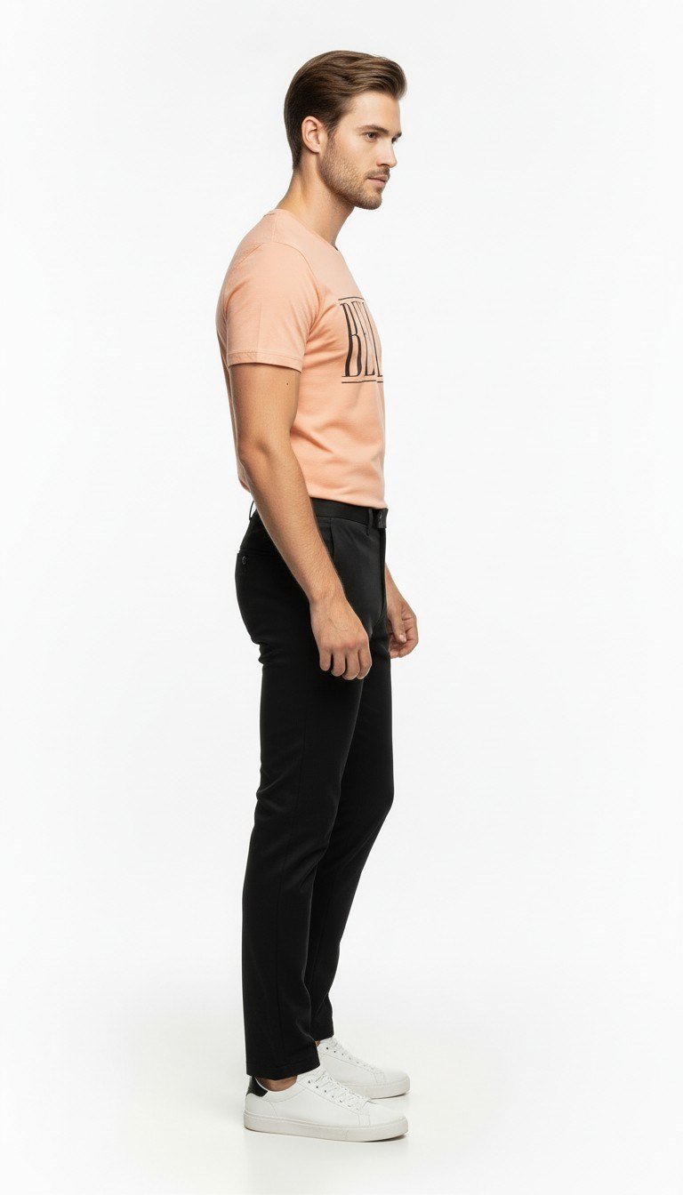 Erkek Berlin Tipografi Baskılı Minimal Günlük T-Shirt