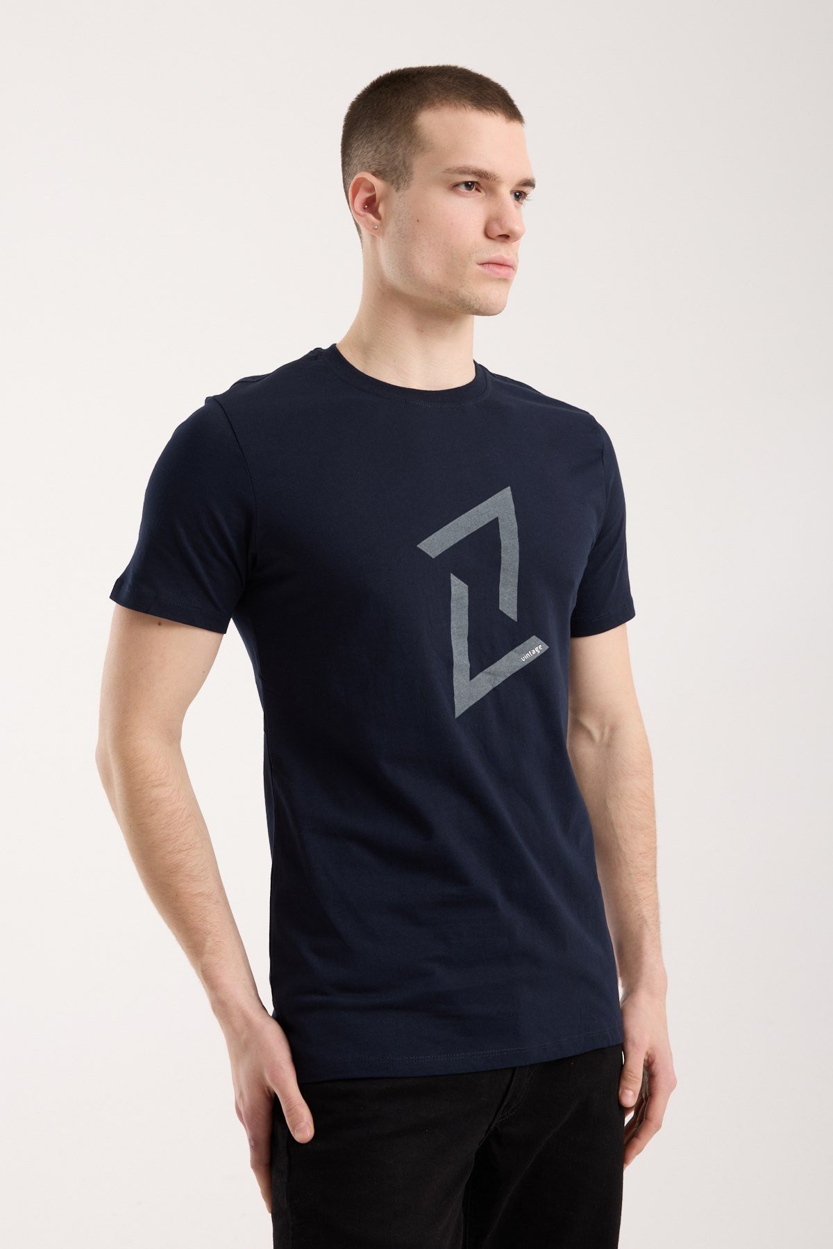 Erkek Dinamik Grafik Sembol Baskılı T-Shirt