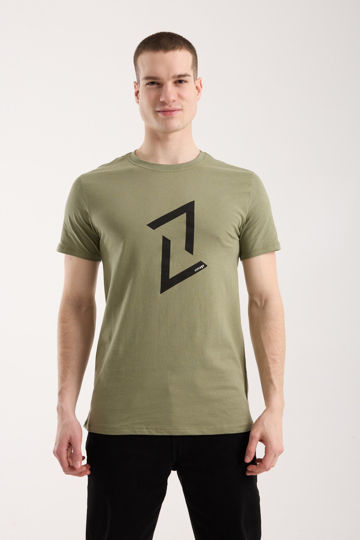 Erkek Dinamik Grafik Sembol Baskılı T-Shirt
