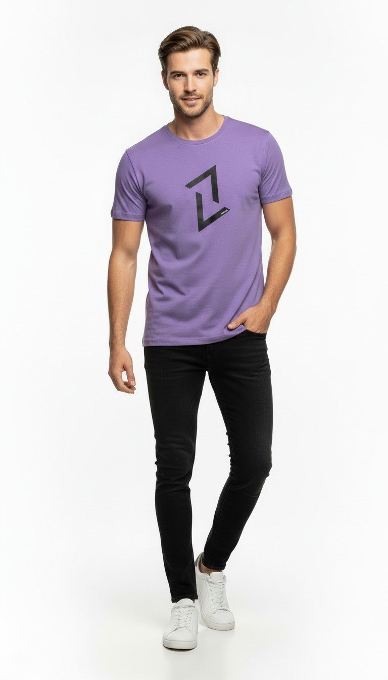 Erkek Dinamik Grafik Sembol Baskılı T-Shirt