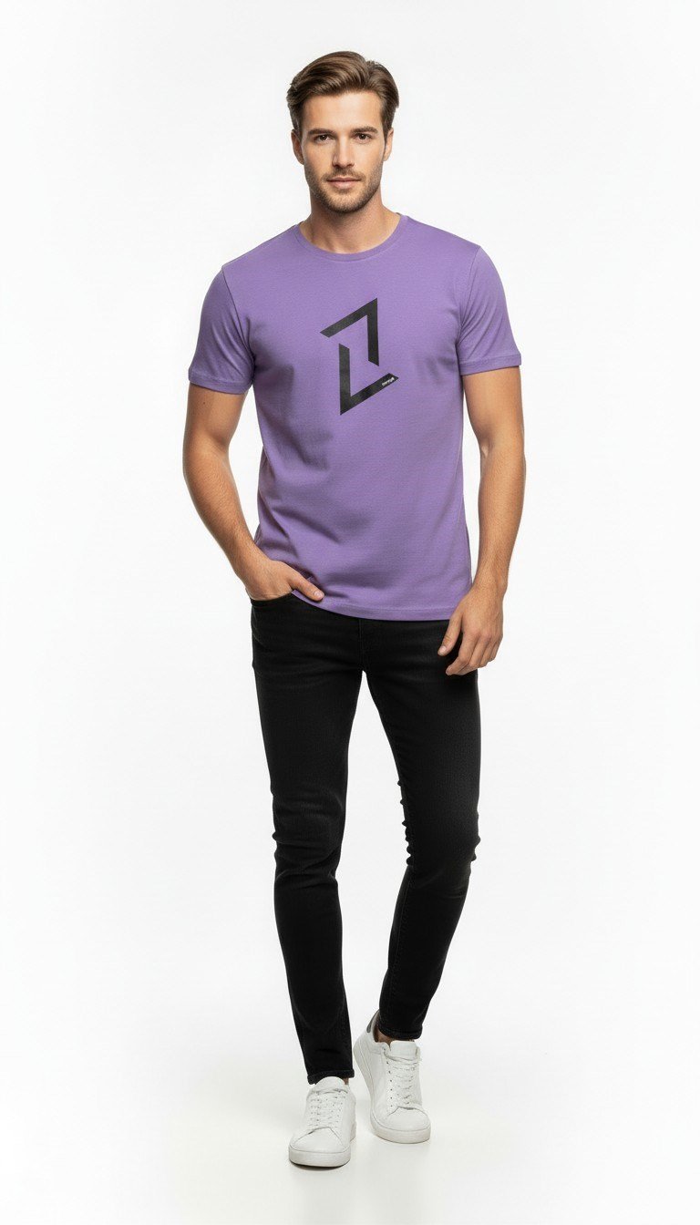 Erkek Dinamik Grafik Sembol Baskılı T-Shirt