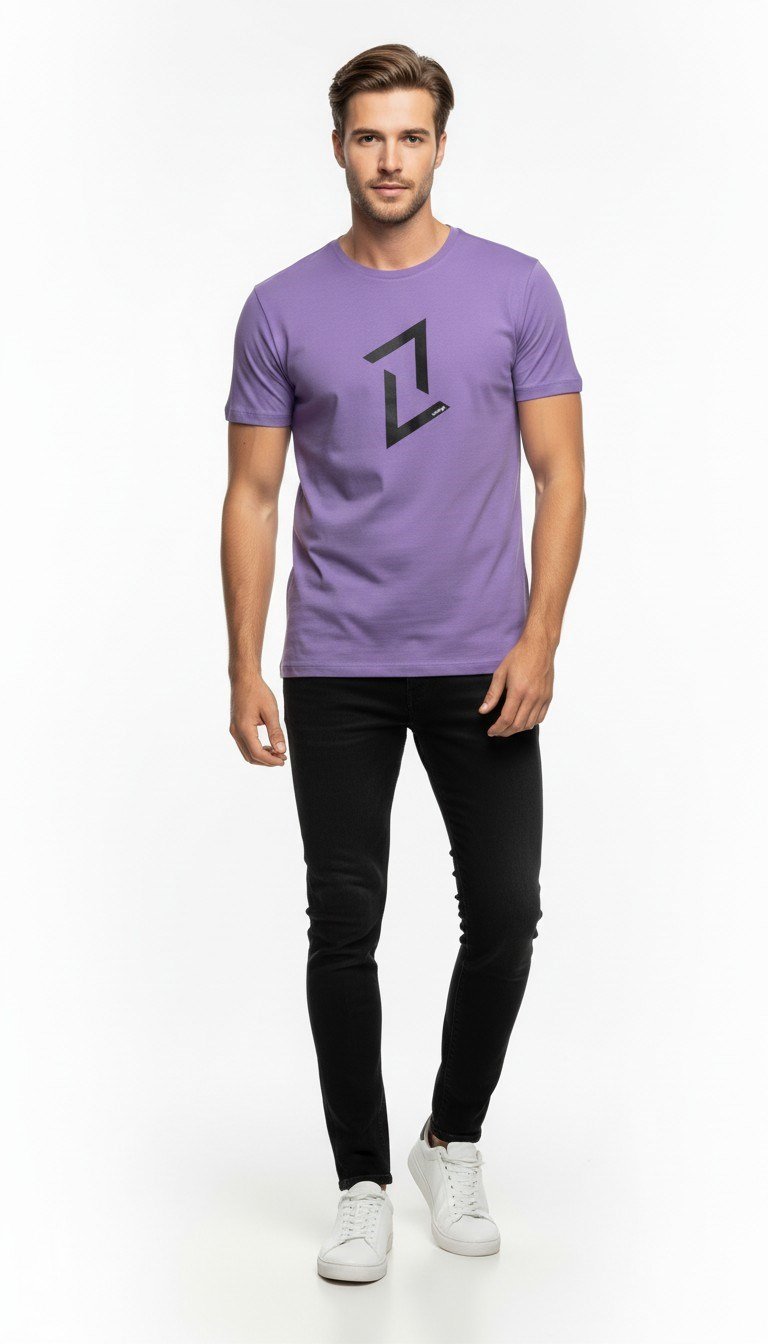 Erkek Dinamik Grafik Sembol Baskılı T-Shirt