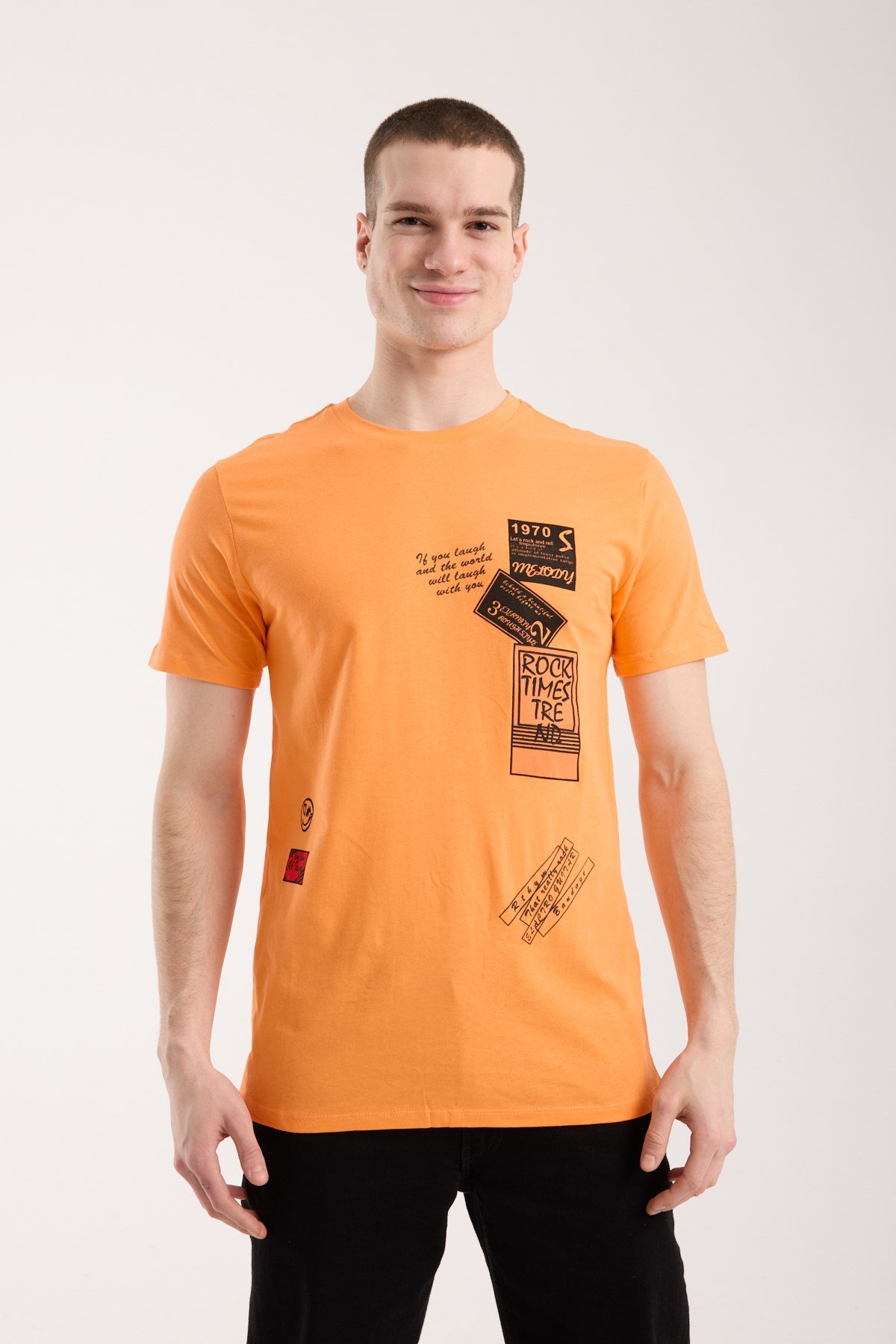 Erkek Grafik Baskılı T-Shirt Sportif Kesim Günlük Kullanım