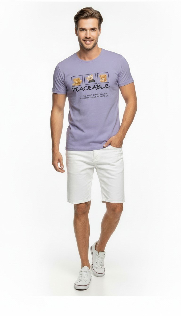 Erkek Günlük Stil Baskılı T-Shirt