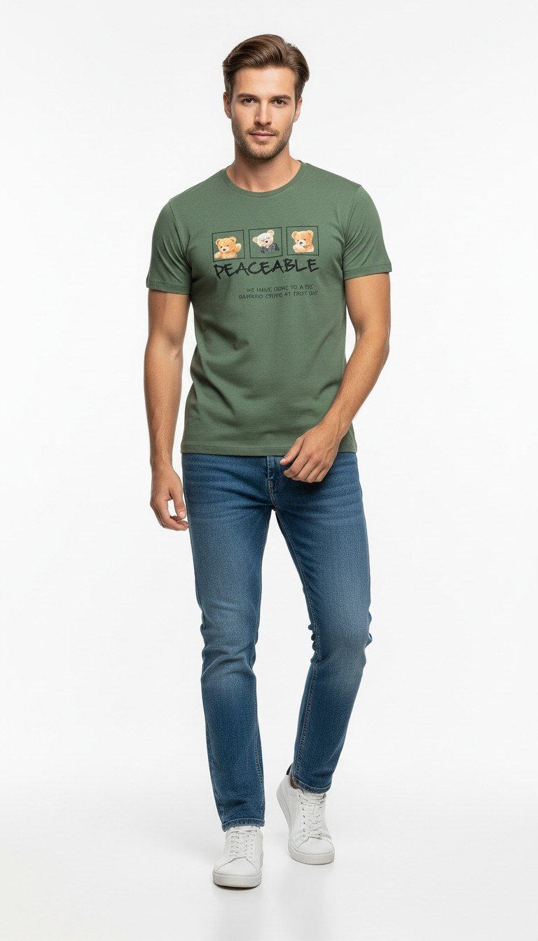 Erkek Günlük Stil Baskılı T-Shirt