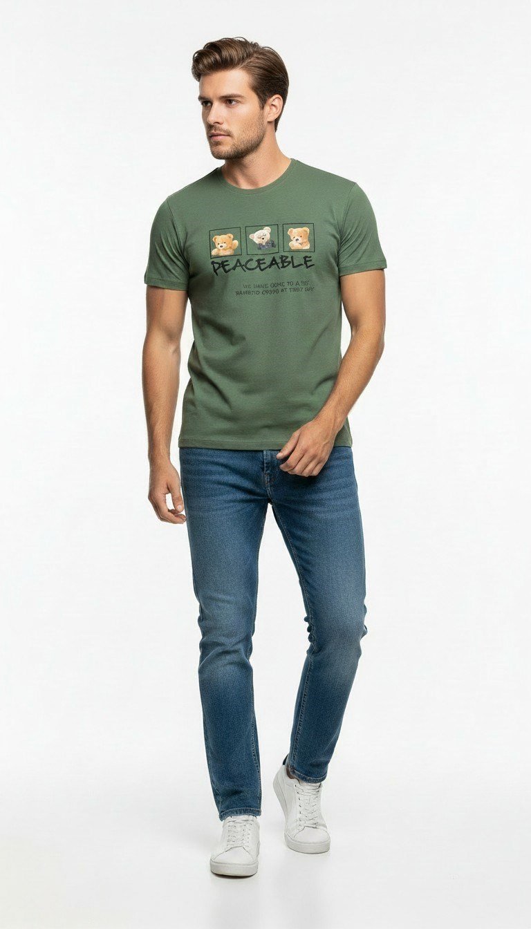 Erkek Günlük Stil Baskılı T-Shirt