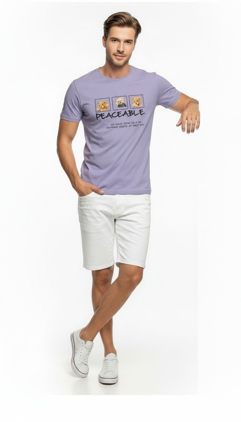 Erkek Günlük Stil Baskılı T-Shirt