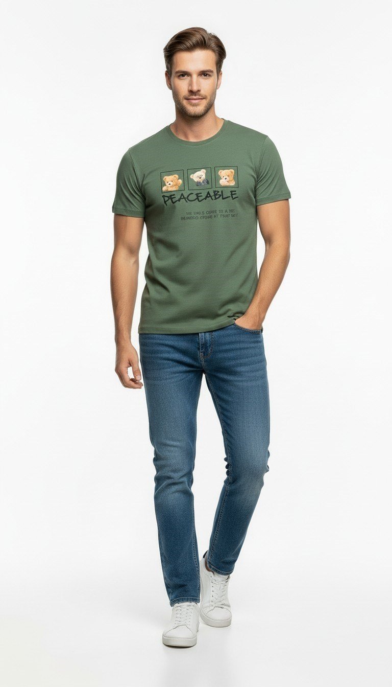 Erkek Günlük Stil Baskılı T-Shirt