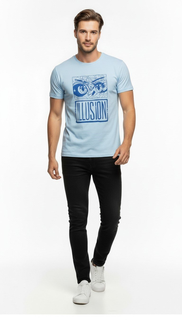 Erkek Illusion Grafik Baskı Sokak Stil T-Shirt
