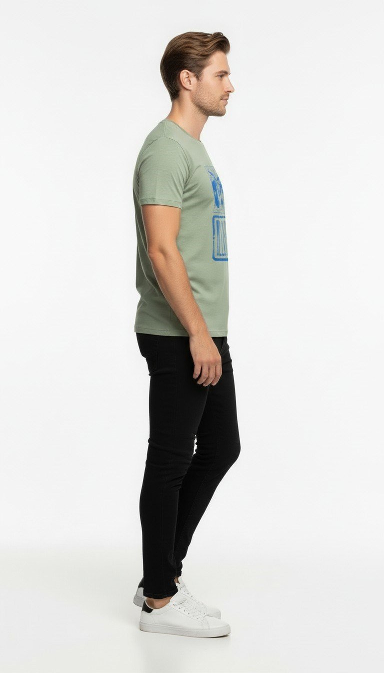 Erkek Illusion Grafik Baskı Sokak Stil T-Shirt