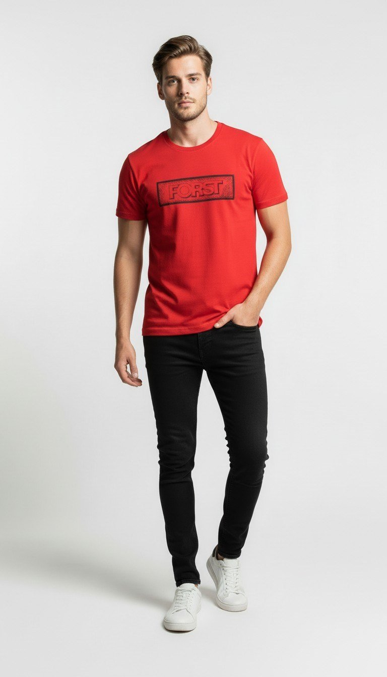 Erkek Minimal Logo Detaylı Modern Günlük T-Shirt