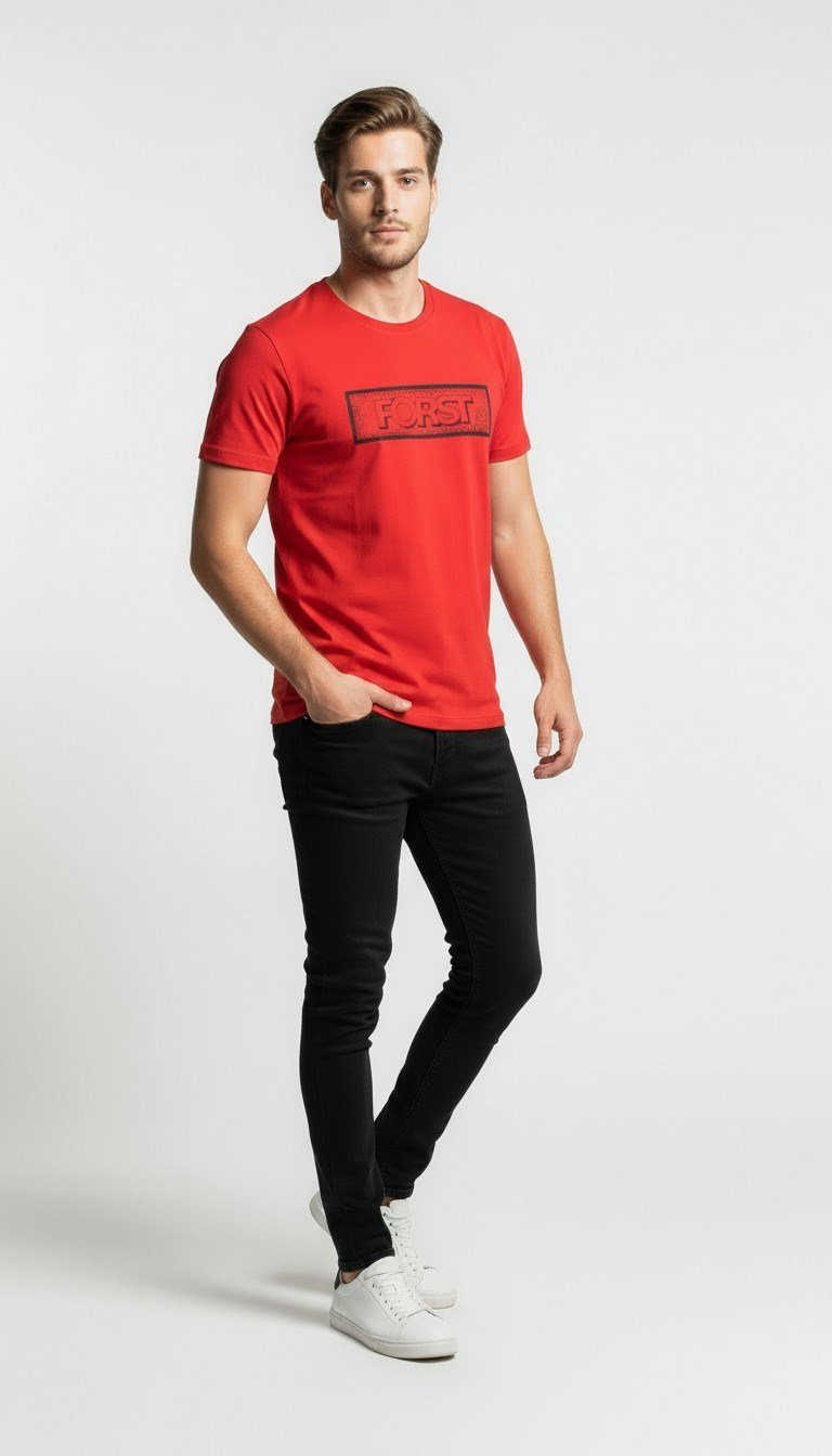 Erkek Minimal Logo Detaylı Modern Günlük T-Shirt