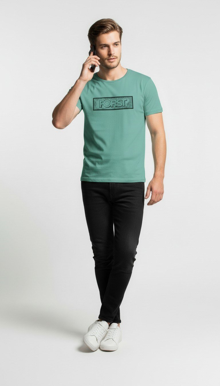 Erkek Minimal Logo Detaylı Modern Günlük T-Shirt