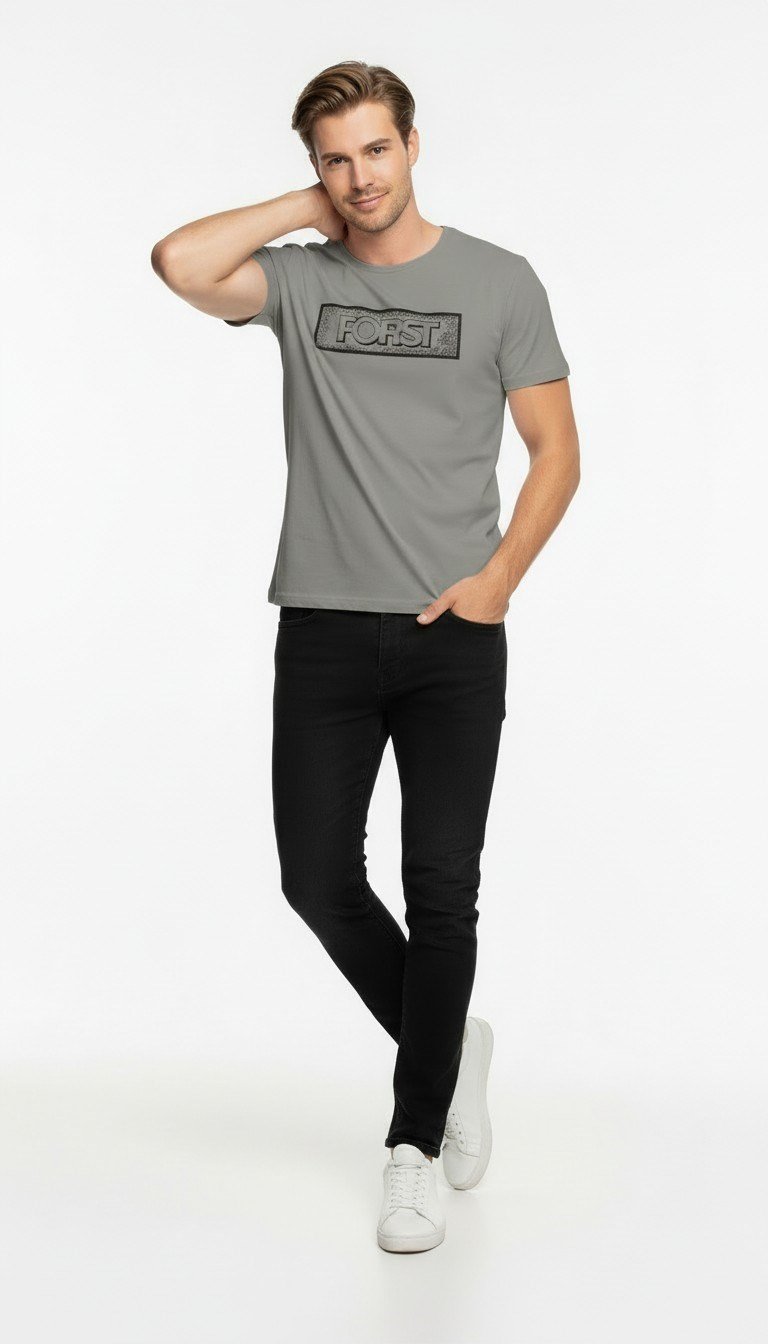 Erkek Minimal Logo Detaylı Modern Günlük T-Shirt