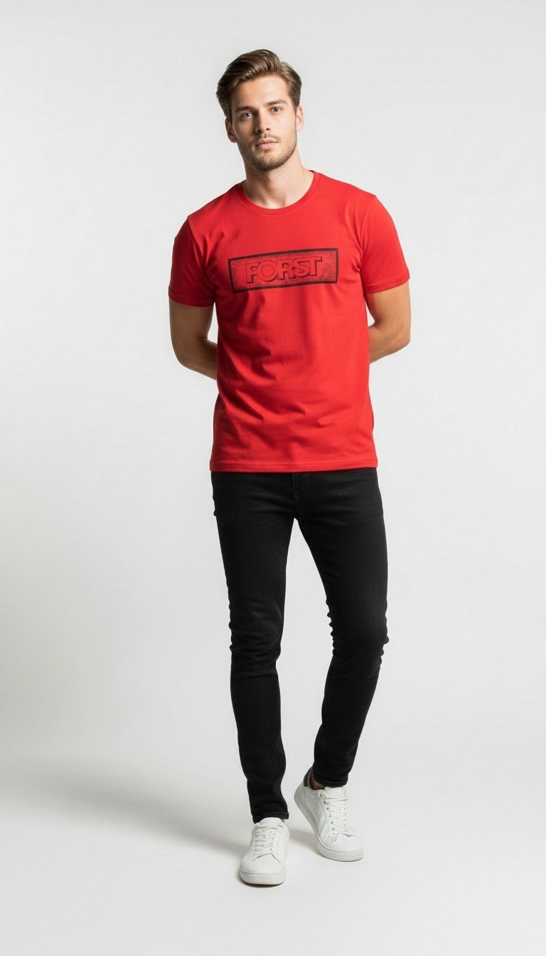 Erkek Minimal Logo Detaylı Modern Günlük T-Shirt