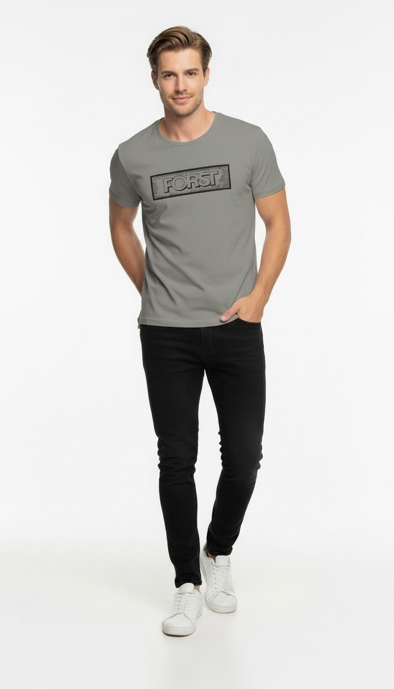Erkek Minimal Logo Detaylı Modern Günlük T-Shirt