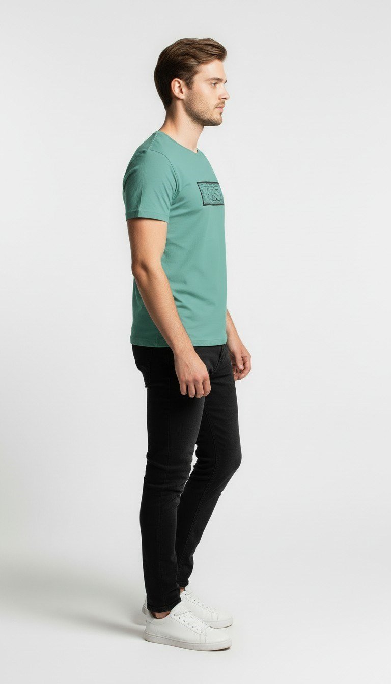 Erkek Minimal Logo Detaylı Modern Günlük T-Shirt