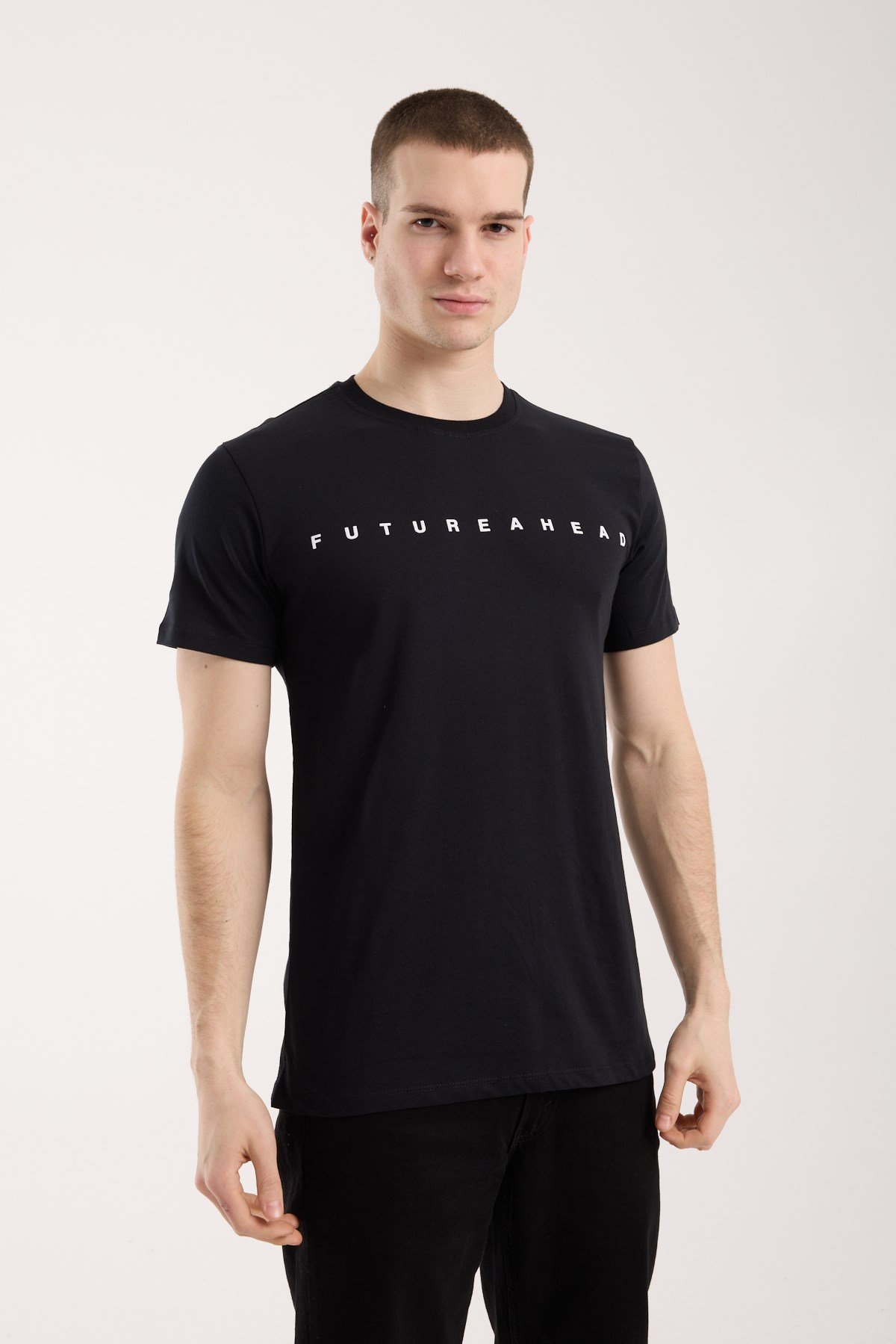 Erkek Minimal Yazı Detaylı Günlük T-Shirt