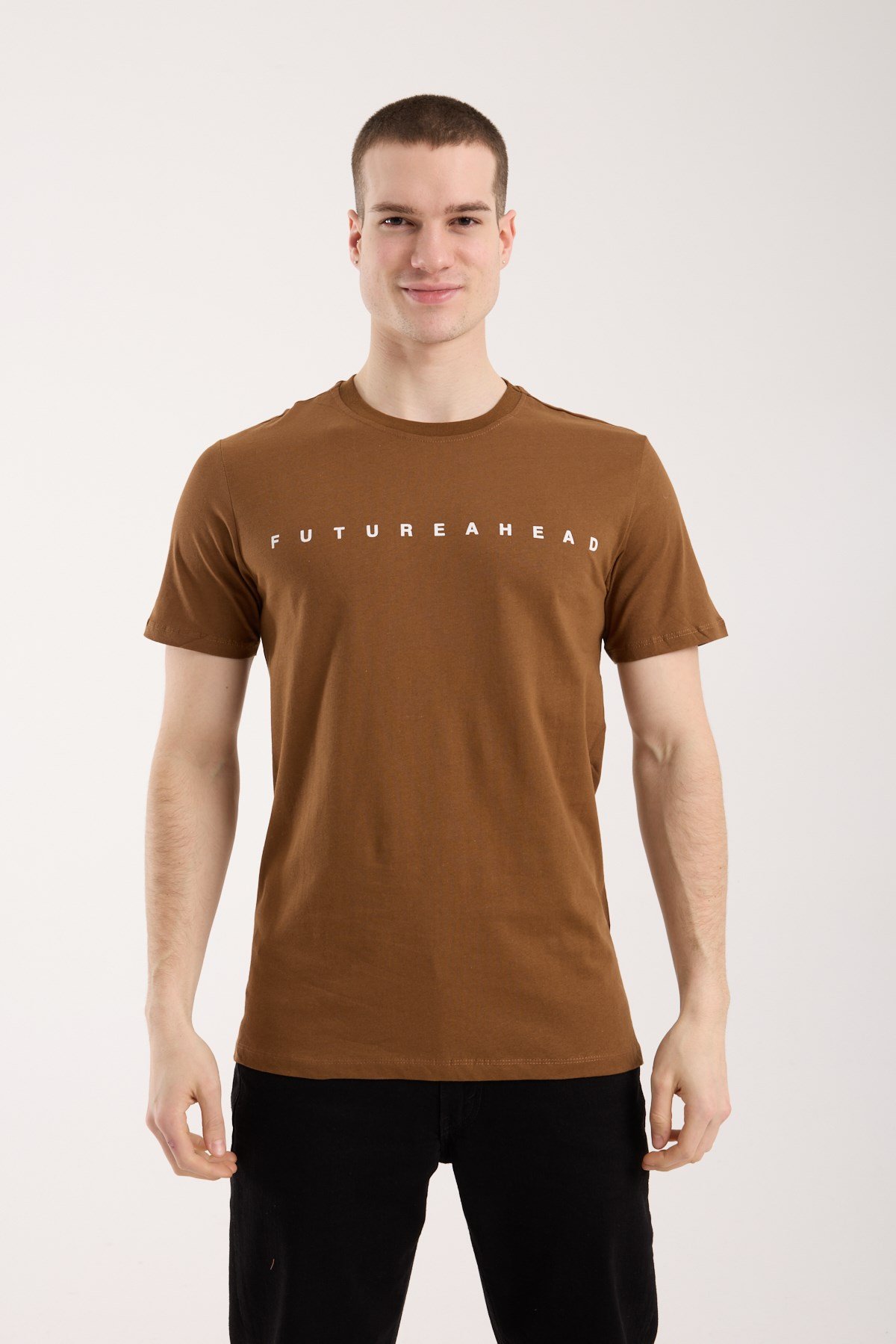 Erkek Minimal Yazı Detaylı Günlük T-Shirt