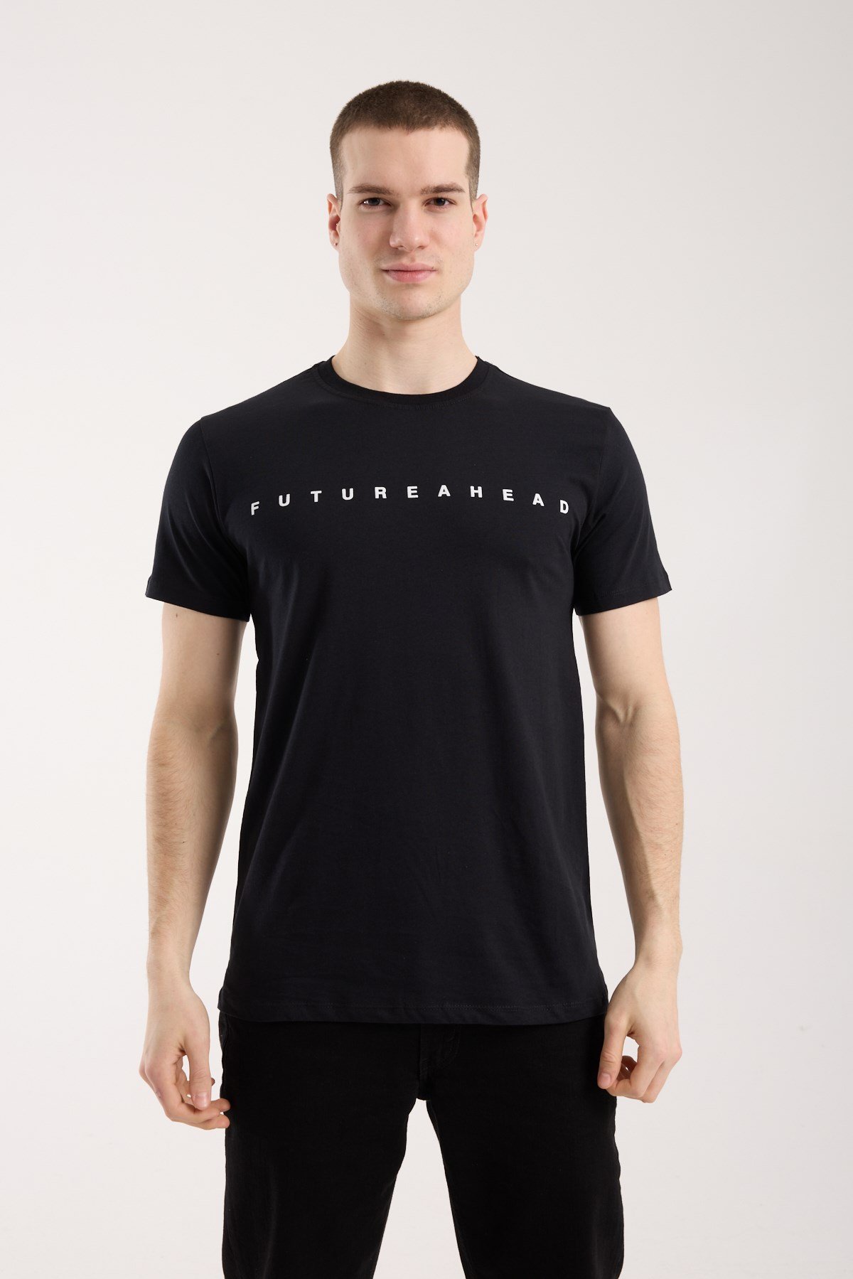 Erkek Minimal Yazı Detaylı Günlük T-Shirt