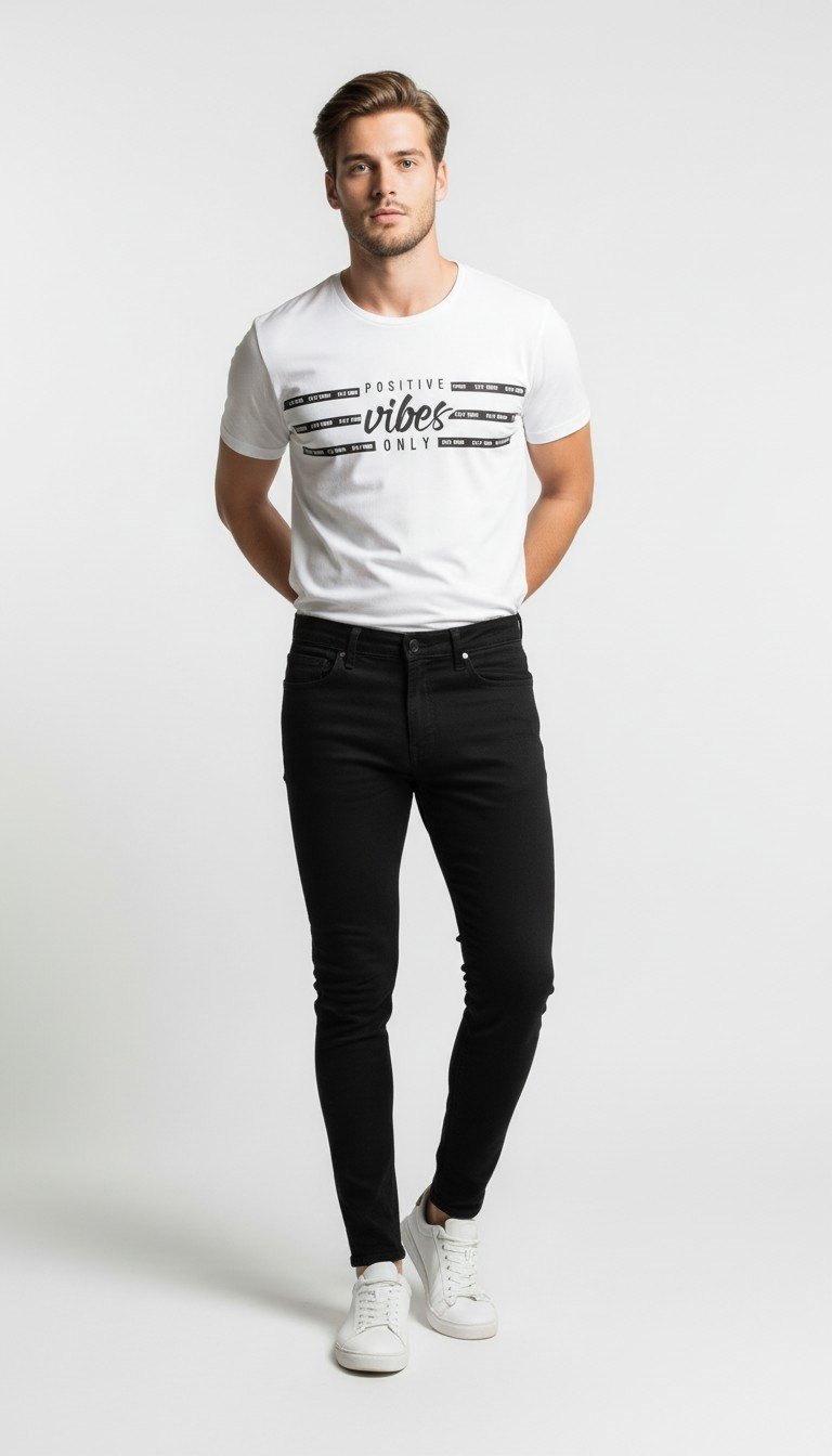 Erkek Slogan Baskılı Modern Günlük T-Shirt