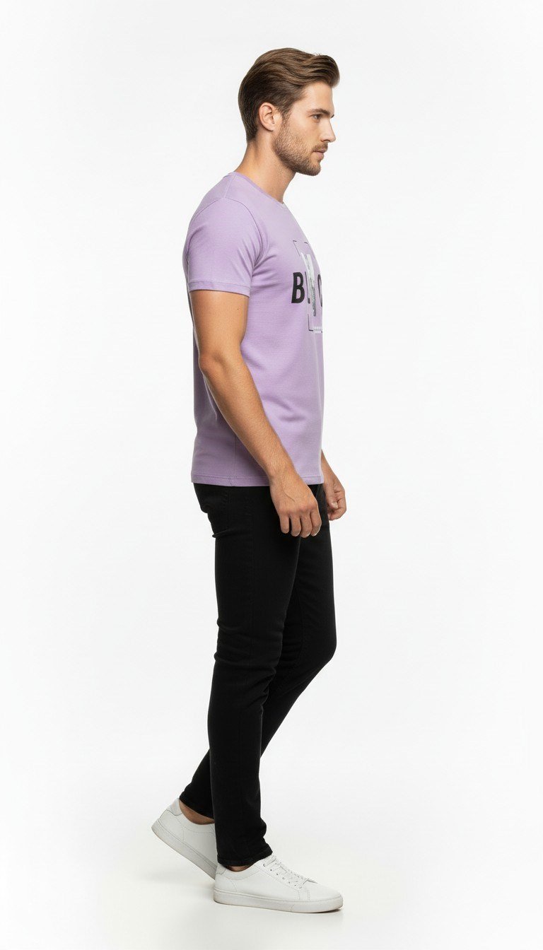 Erkek Tipografi Detaylı Modern T-Shirt