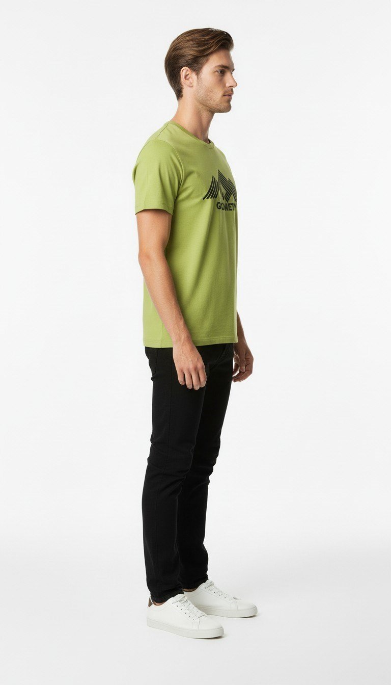 Erkek Urban Geometry Baskılı Slim Fit Günlük Tişört