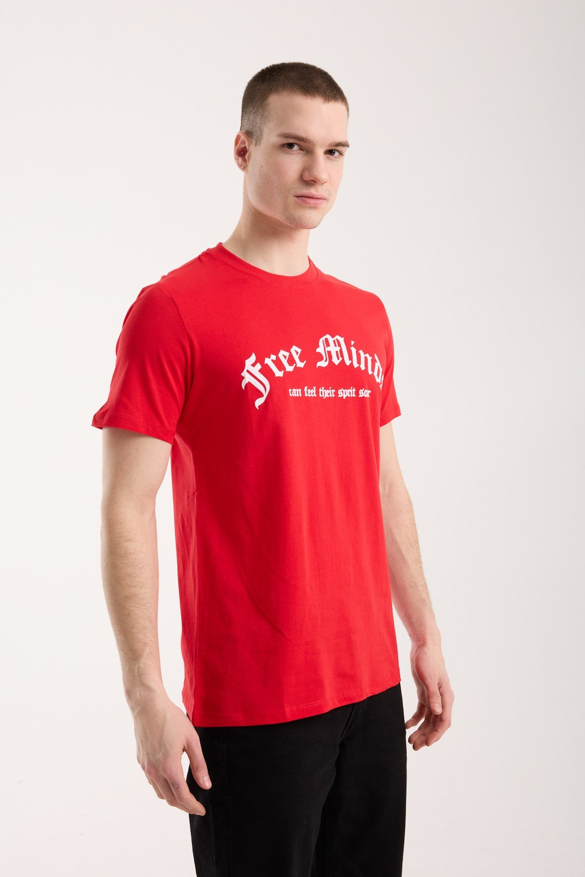Erkek Yazı Baskılı Günlük Rahat Kesim T-Shirt