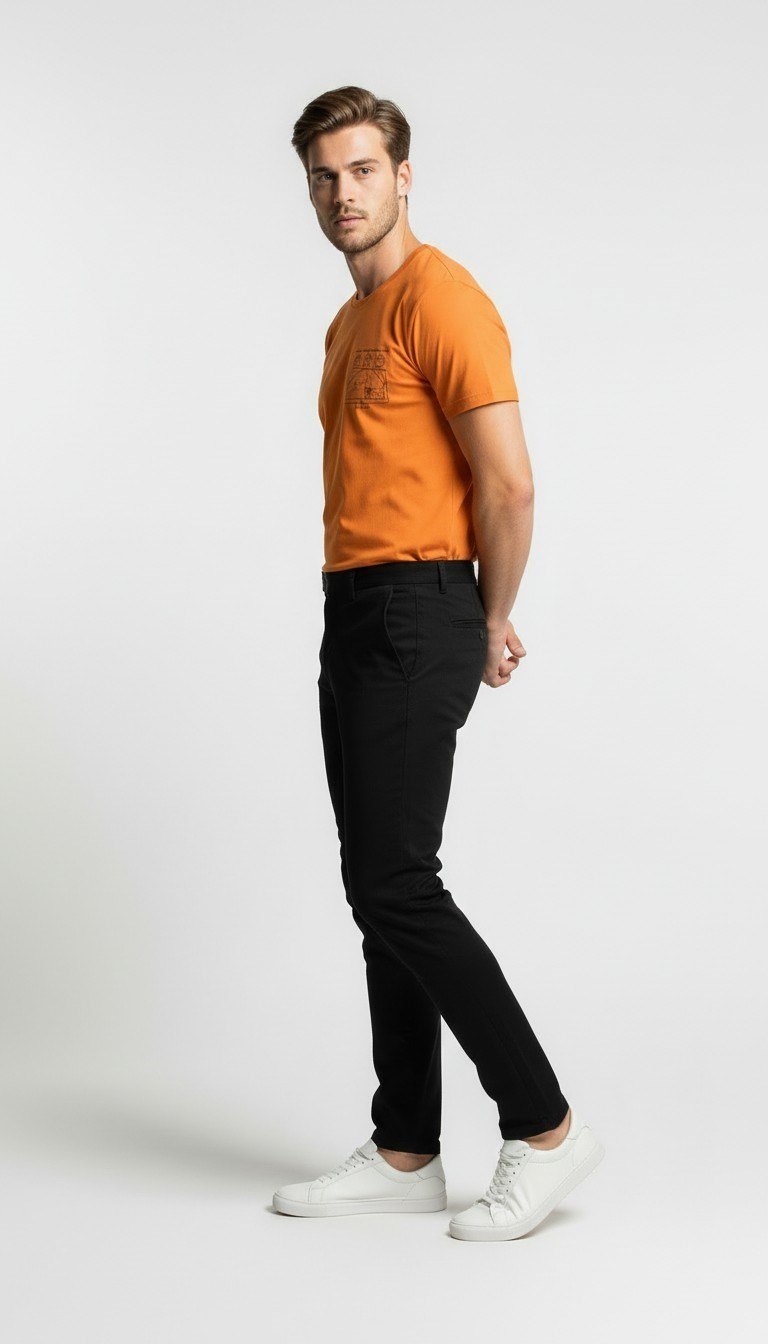 Geometrik Eskiz Detaylı Sarı Erkek T-Shirt