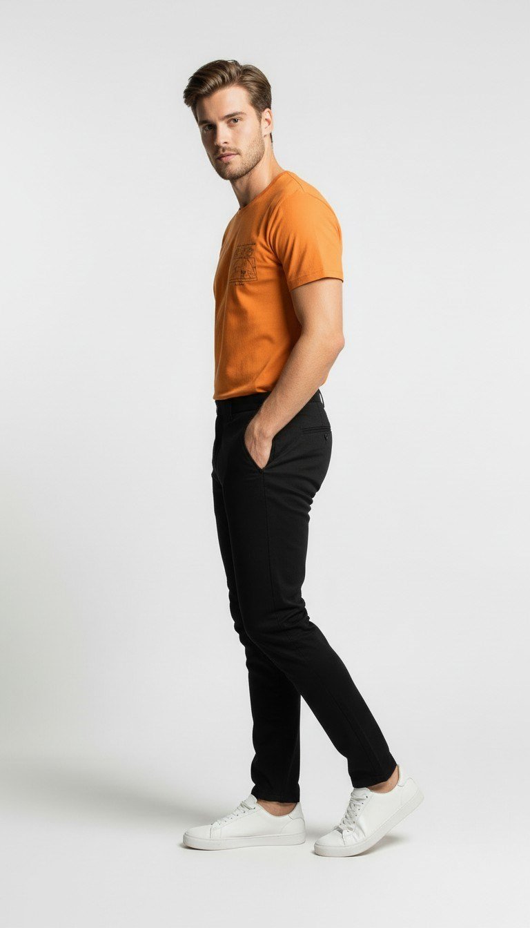 Geometrik Eskiz Detaylı Sarı Erkek T-Shirt