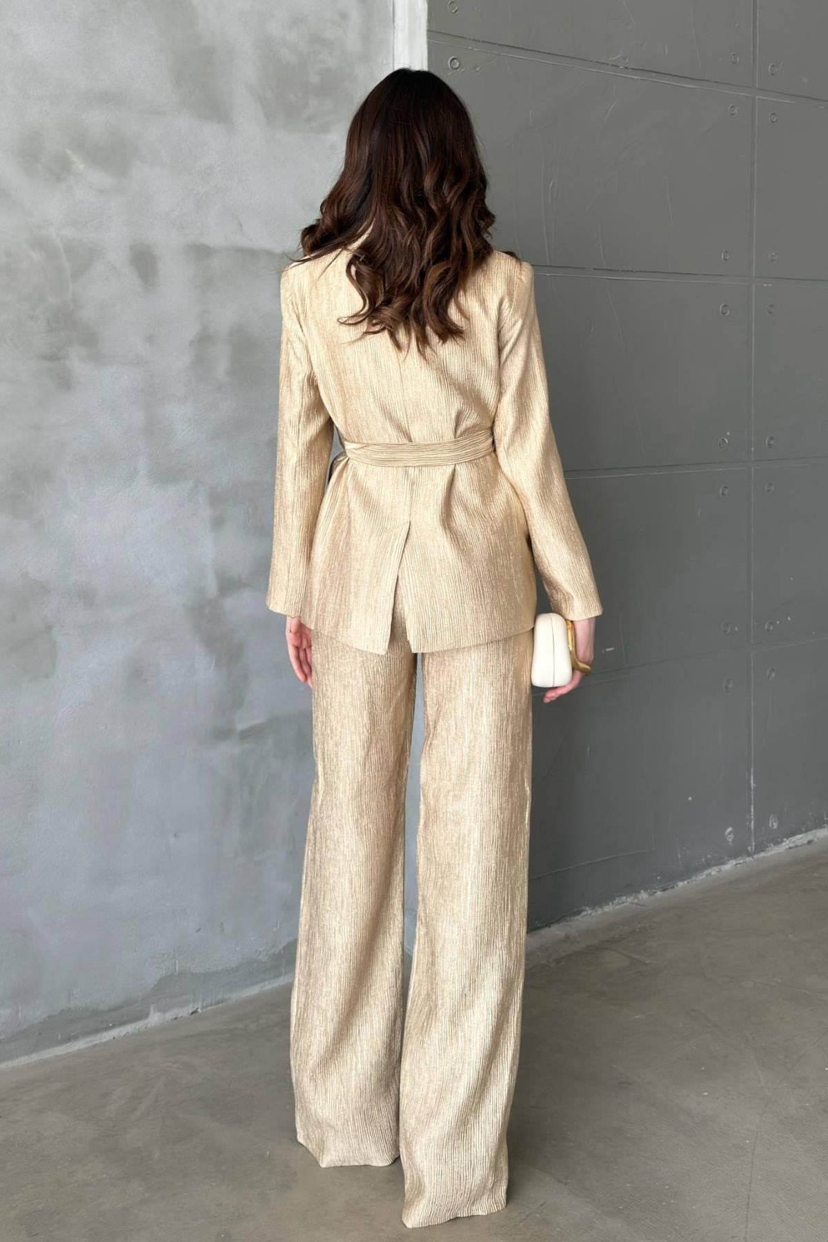 Gold Simli Ceket Pantolon Takım