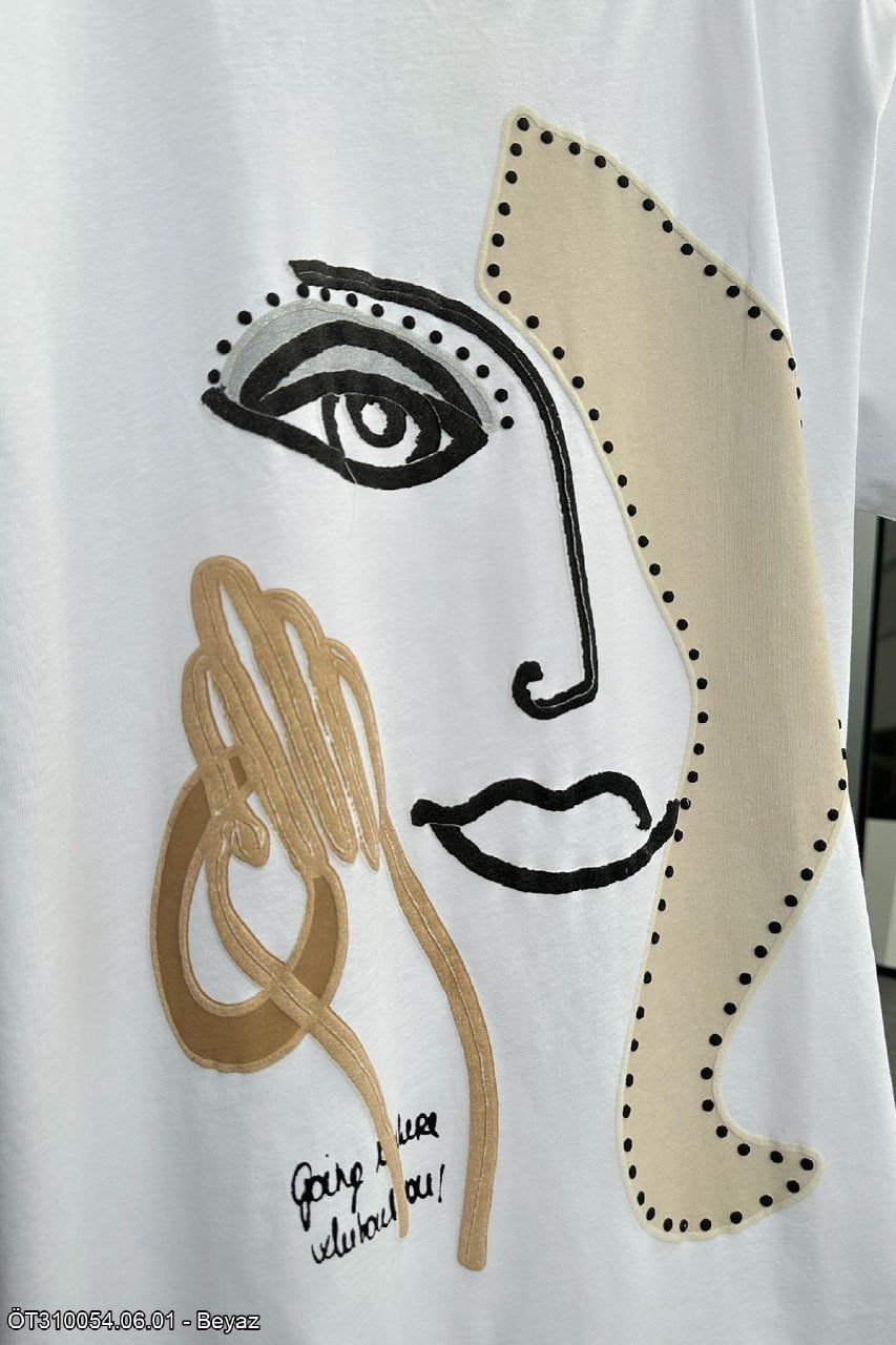 Kadın Desenli Oversize T-Shirt