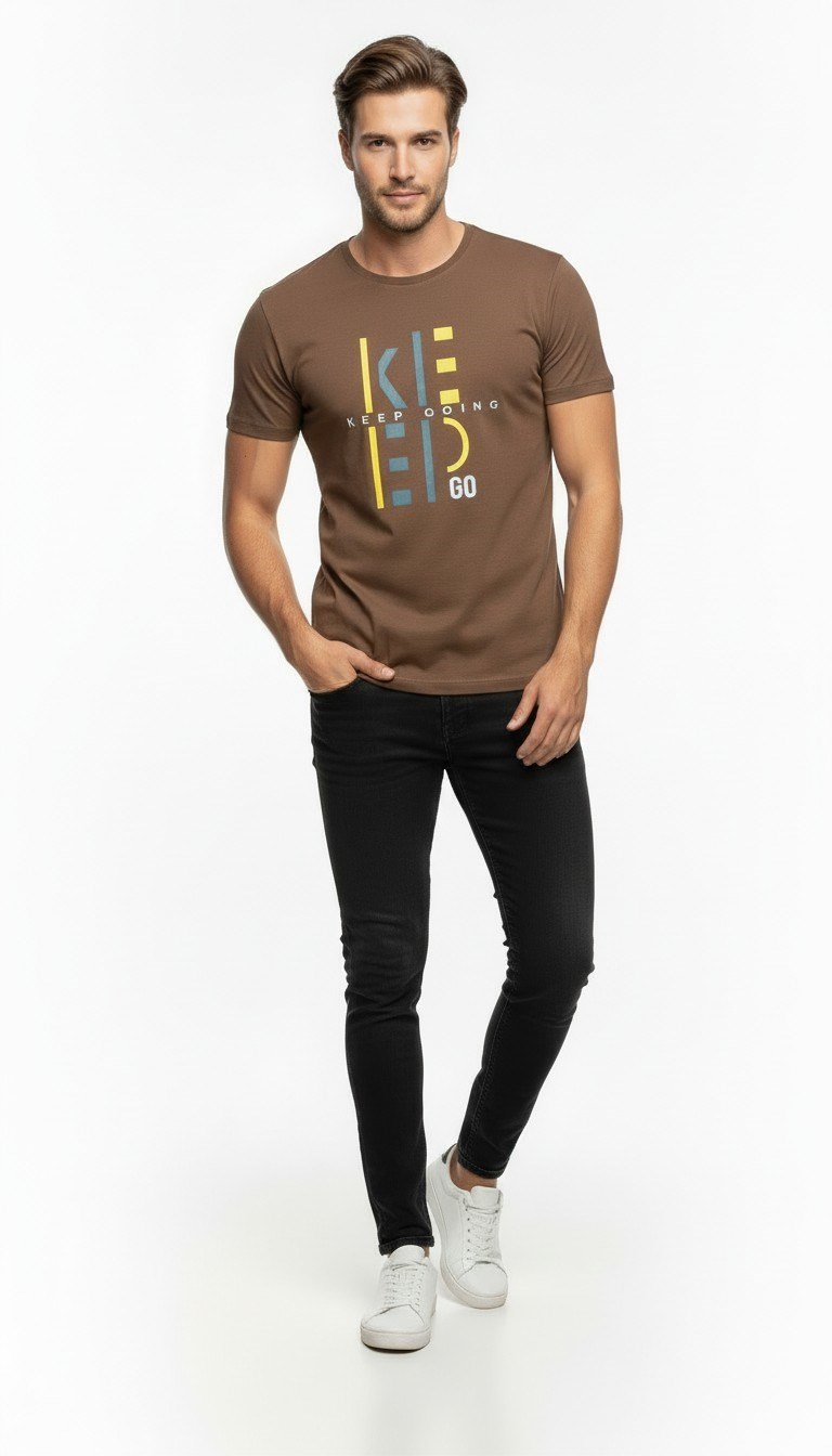Keep Going Urban Baskılı Erkek Tişört – Sportif Günlük Stil