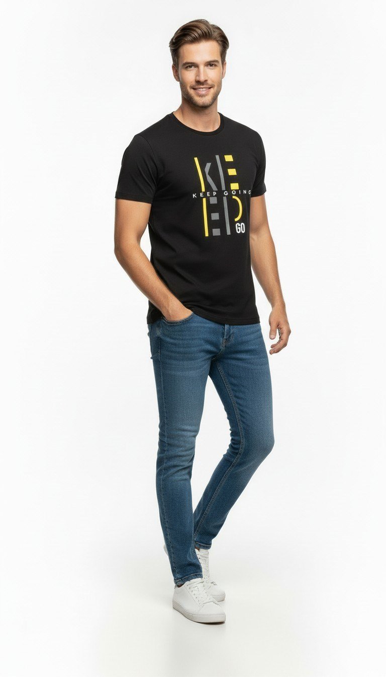 Keep Going Urban Baskılı Erkek Tişört – Sportif Günlük Stil