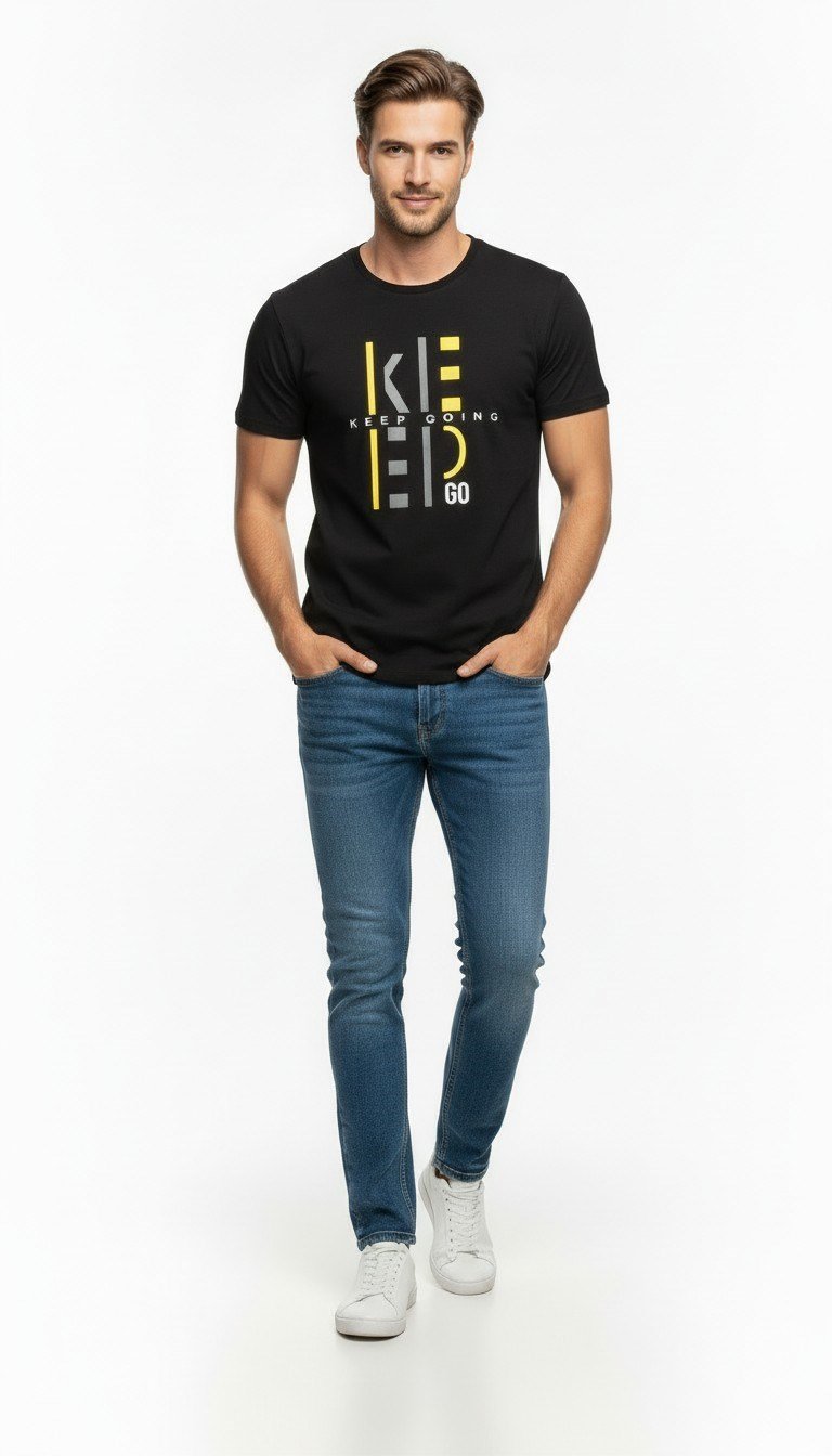 Keep Going Urban Baskılı Erkek Tişört – Sportif Günlük Stil