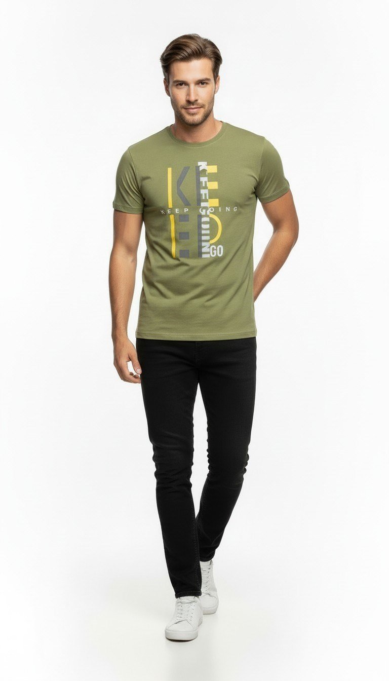 Keep Going Urban Baskılı Erkek Tişört – Sportif Günlük Stil
