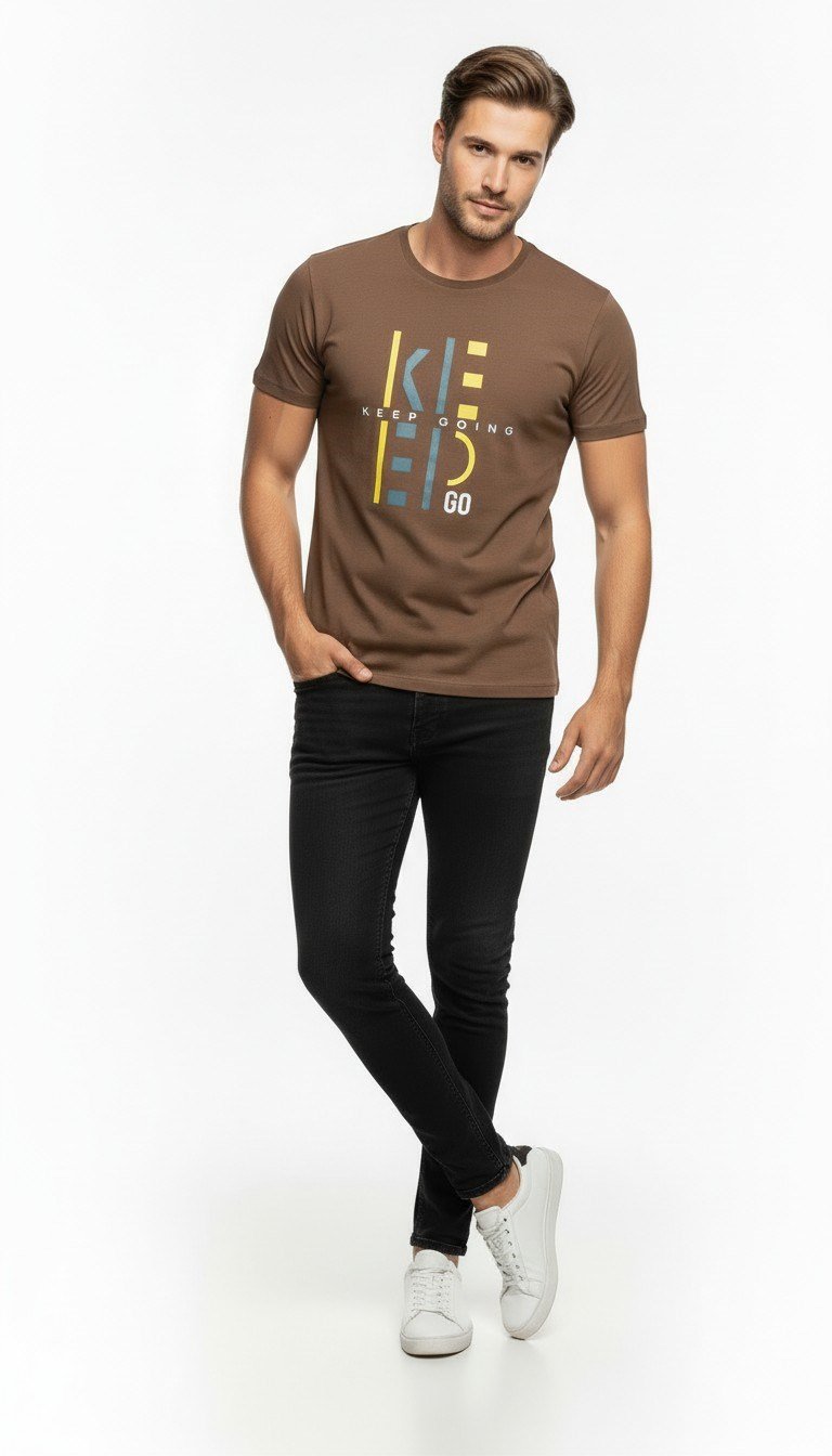 Keep Going Urban Baskılı Erkek Tişört – Sportif Günlük Stil