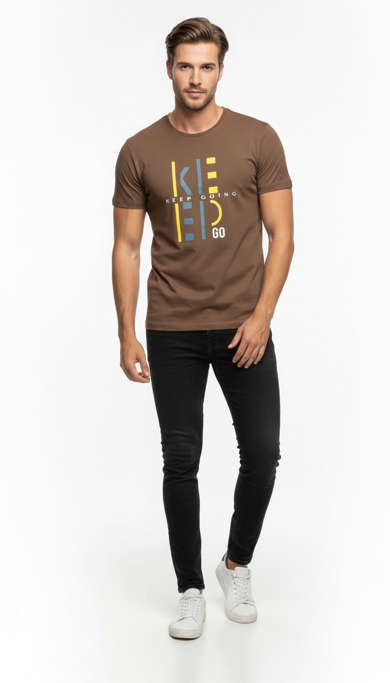 Keep Going Urban Baskılı Erkek Tişört – Sportif Günlük Stil