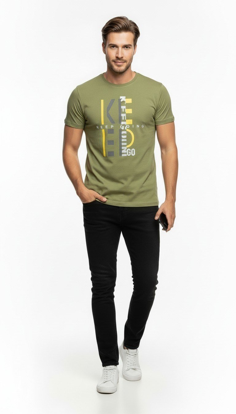 Keep Going Urban Baskılı Erkek Tişört – Sportif Günlük Stil