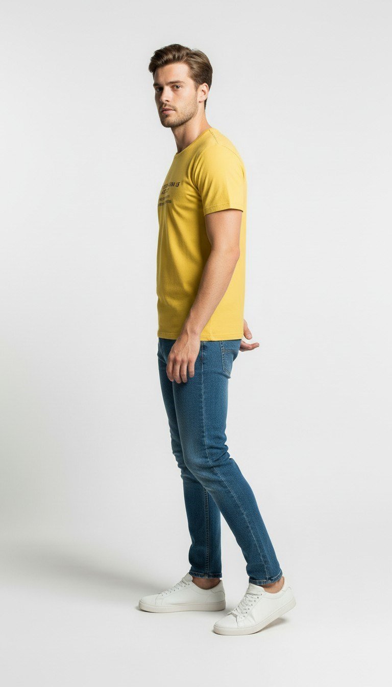 Minimal Tipografi Detaylı Erkek Günlük T-Shirt