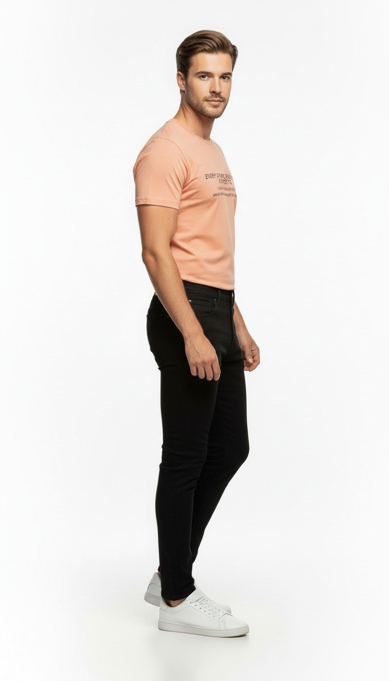 Minimal Tipografi Detaylı Erkek Günlük T-Shirt
