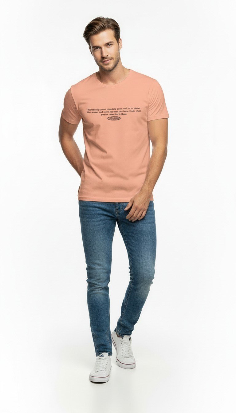 Minimal Yazı Baskılı Erkek Günlük T-Shirt Urban Stil