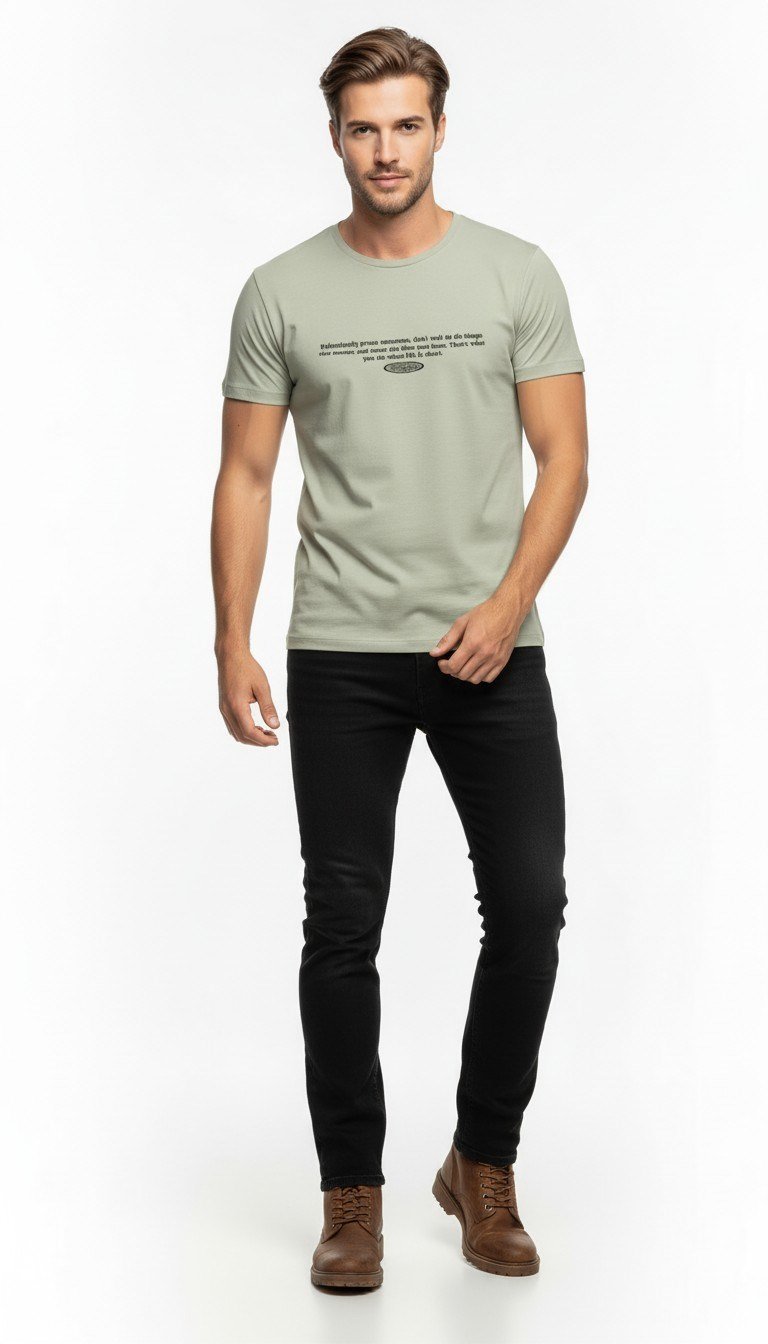 Minimal Yazı Baskılı Erkek Günlük T-Shirt Urban Stil