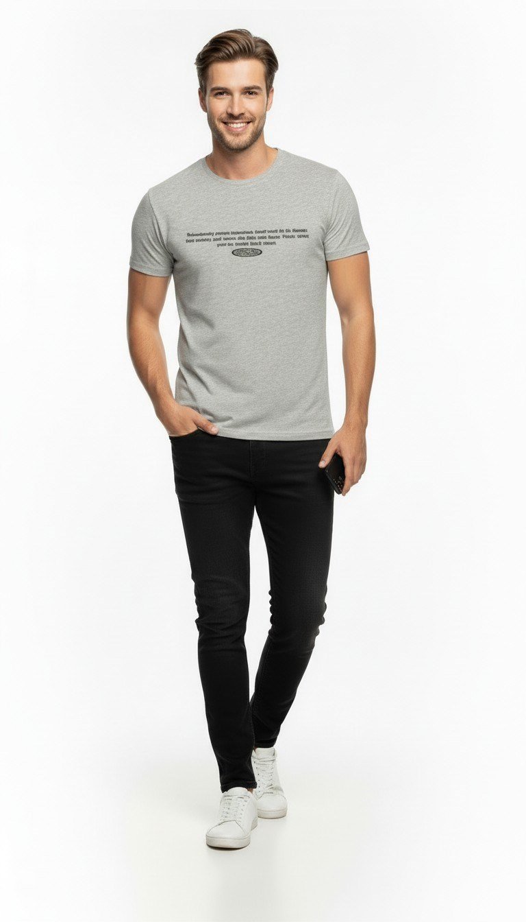 Minimal Yazı Baskılı Erkek Günlük T-Shirt Urban Stil