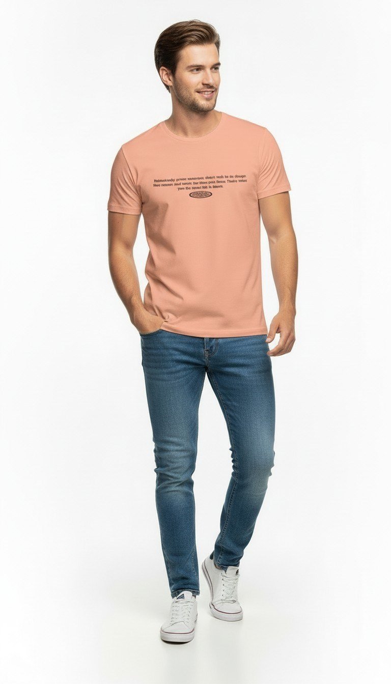 Minimal Yazı Baskılı Erkek Günlük T-Shirt Urban Stil