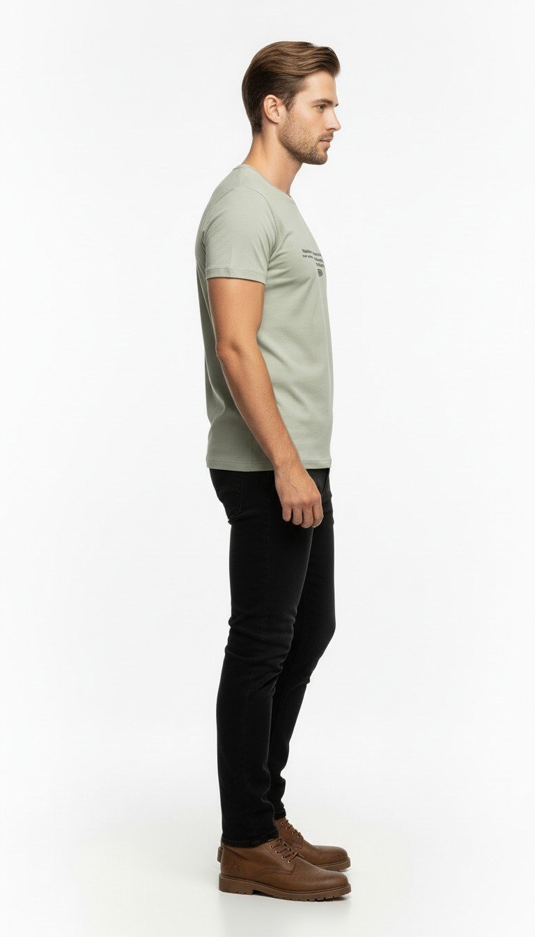 Minimal Yazı Baskılı Erkek Günlük T-Shirt Urban Stil
