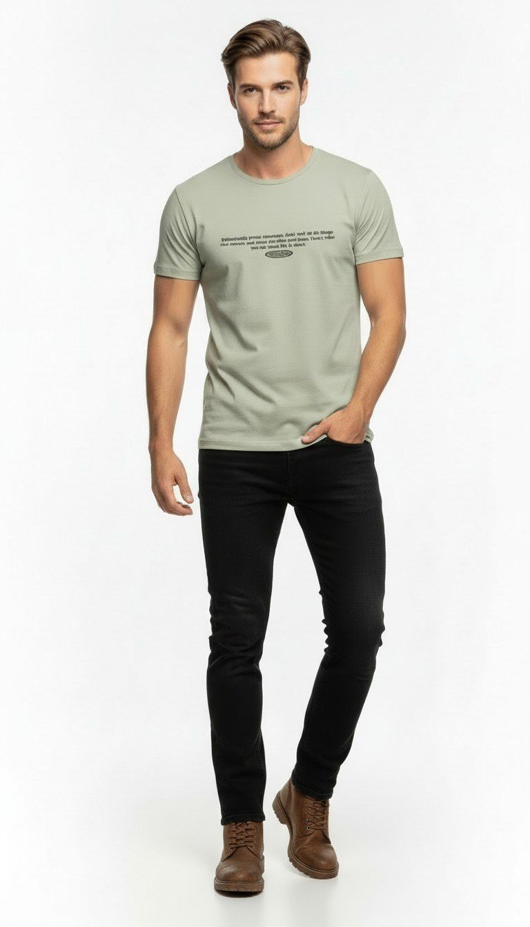 Minimal Yazı Baskılı Erkek Günlük T-Shirt Urban Stil