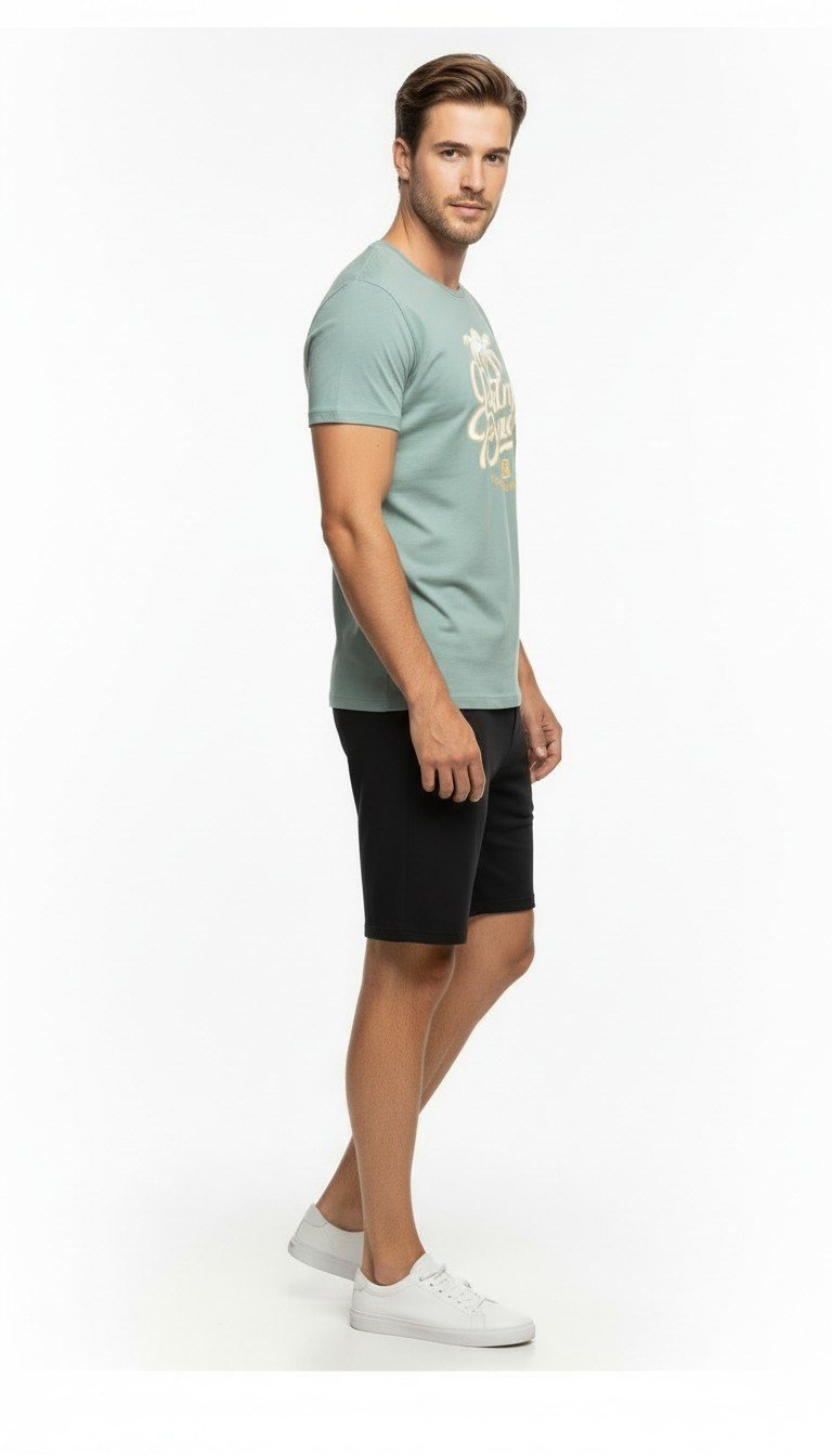 Palm Beach California Baskılı Erkek Günlük T-Shirt Spor Stil