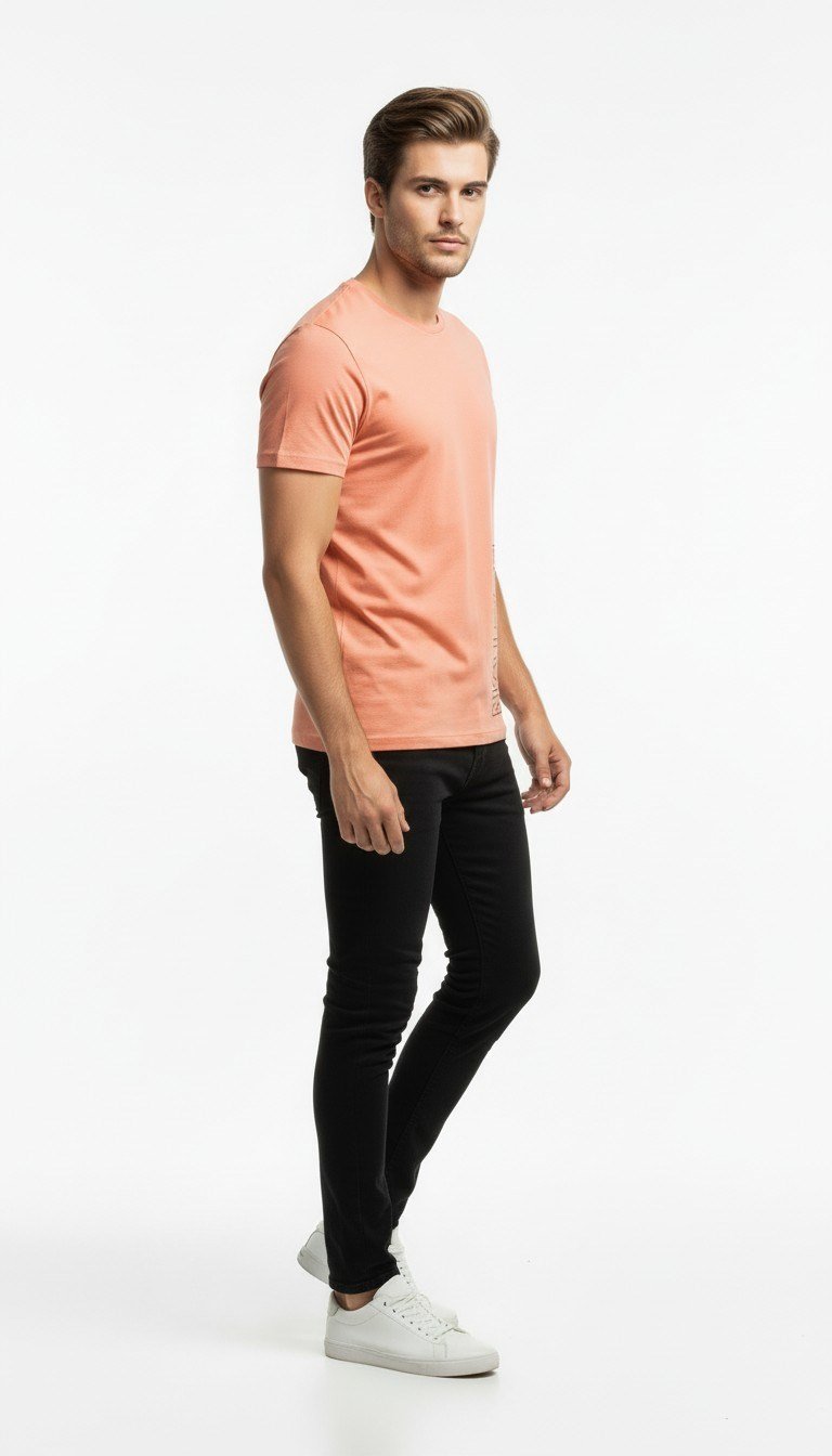 Urban Boston Dikey Baskı Erkek Tişört – Slim Fit, Sokak Stili Günlük T-Shirt