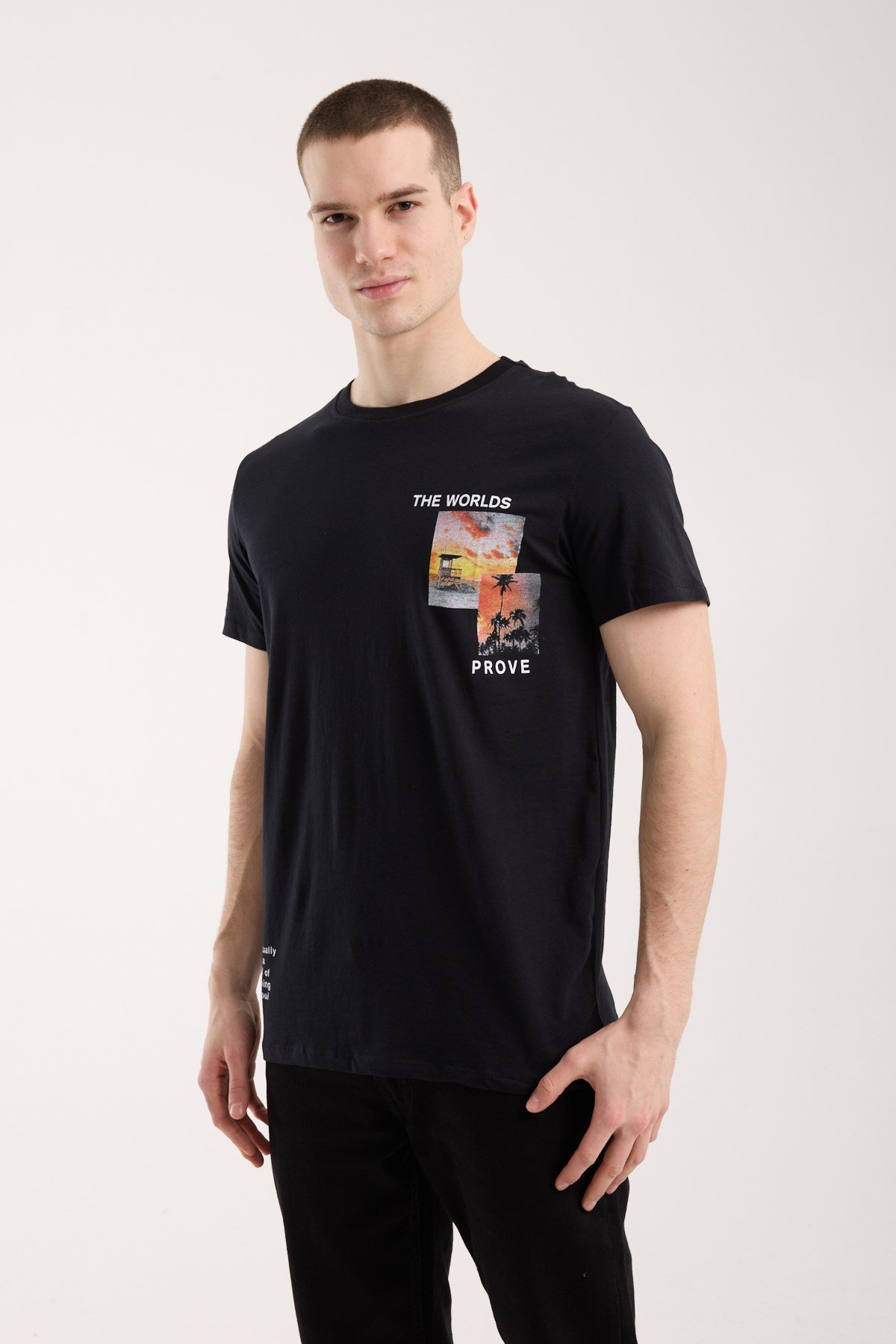 Urban Fotoğraf Baskılı Erkek T-Shirt – Streetwear Stil, Günlük Rahat Kalıp